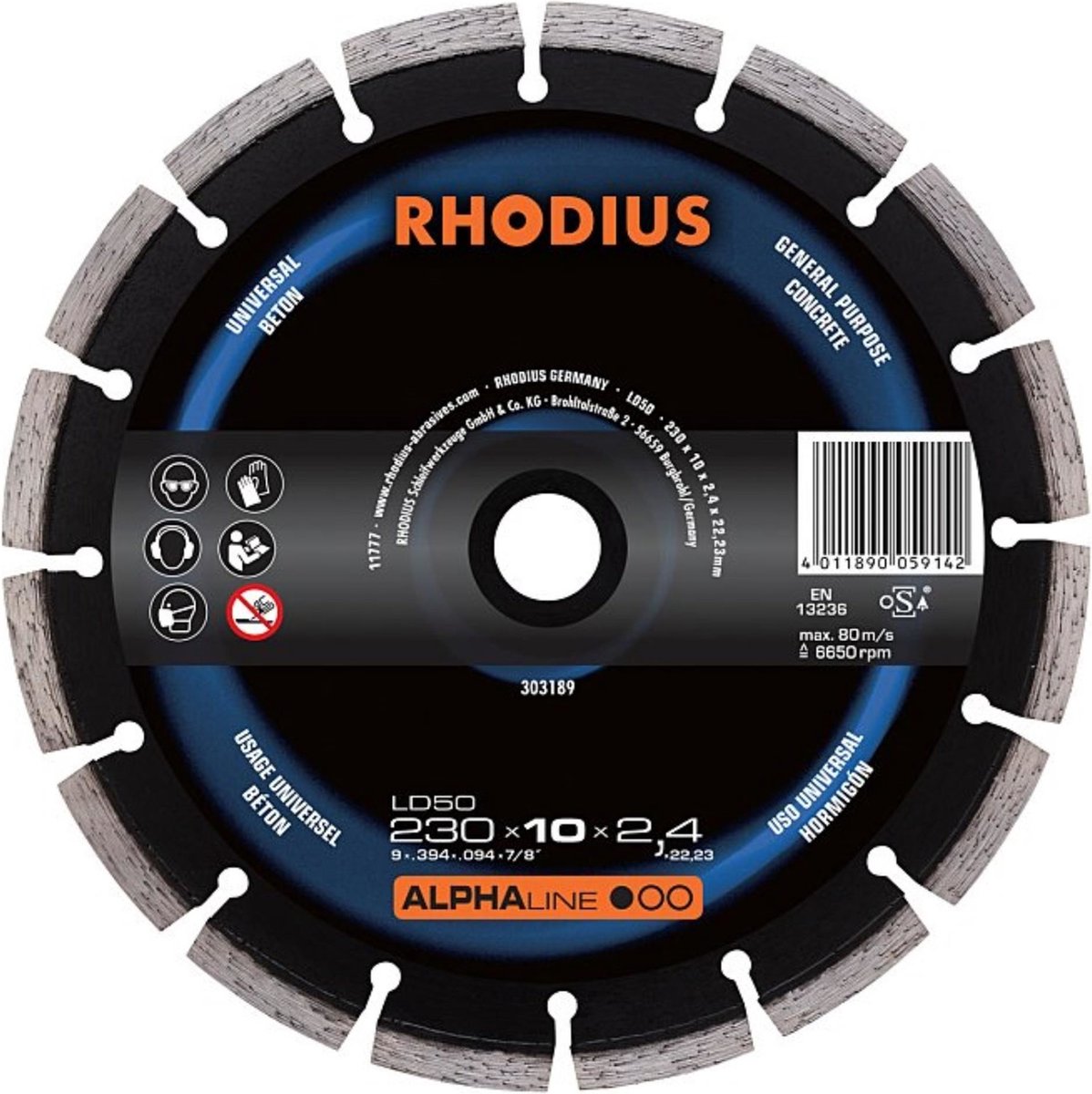 Rhodius LD50 303188 Diamantskæreskive 1 stk