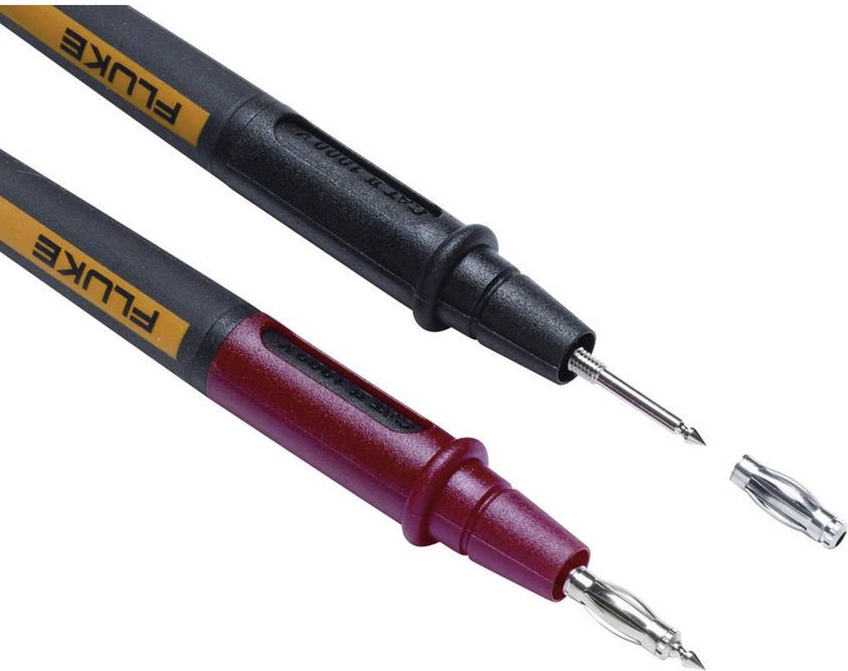 Fluke TL175E Sikkerhedsprøveledning sæt Lamelstik 4 mm Testspids 1.20 m Sort, Rød 1 stk
