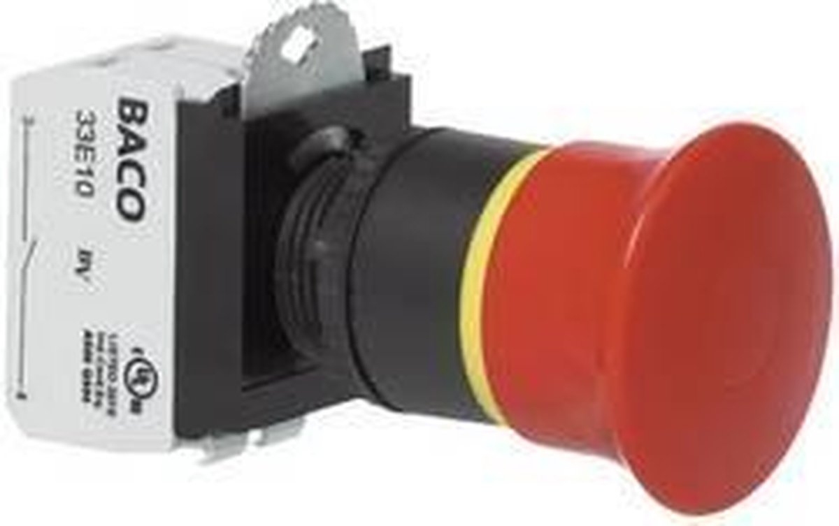 BACO L22DR01B Nødstopknap Frontring plastic, Sort, med statusindikator 600 V 10 A IP69K 1 stk Piece