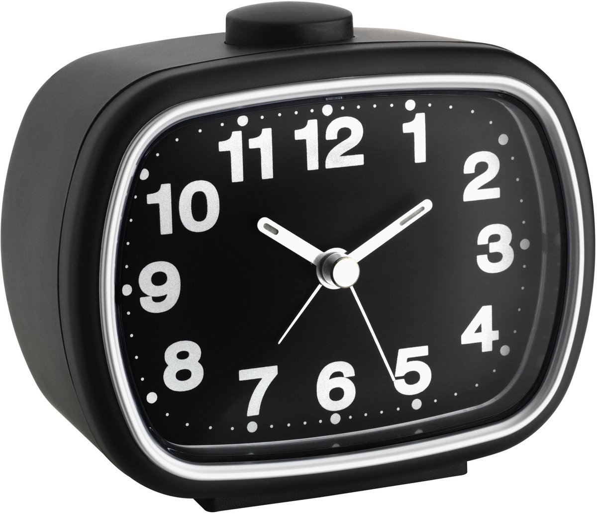 TFA Dostmann 60.1017.01 Quarz Vækkeur Sort Alarmtider 1 Fluorescerende Viser