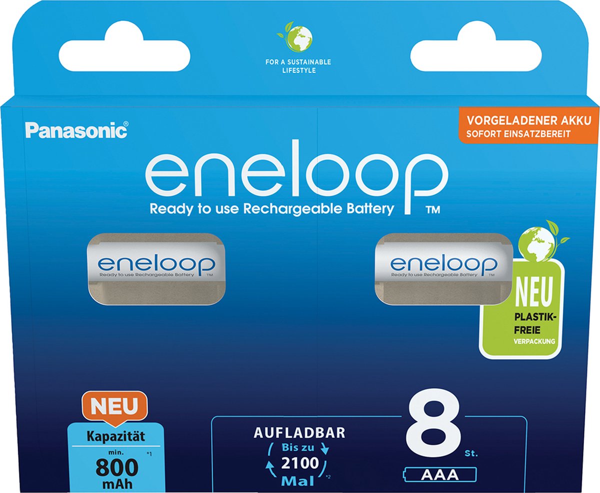 eneloop eneloop HR03 Genopladeligt AAA-batteri NiMH 800 mAh 1.2 V 8 stk