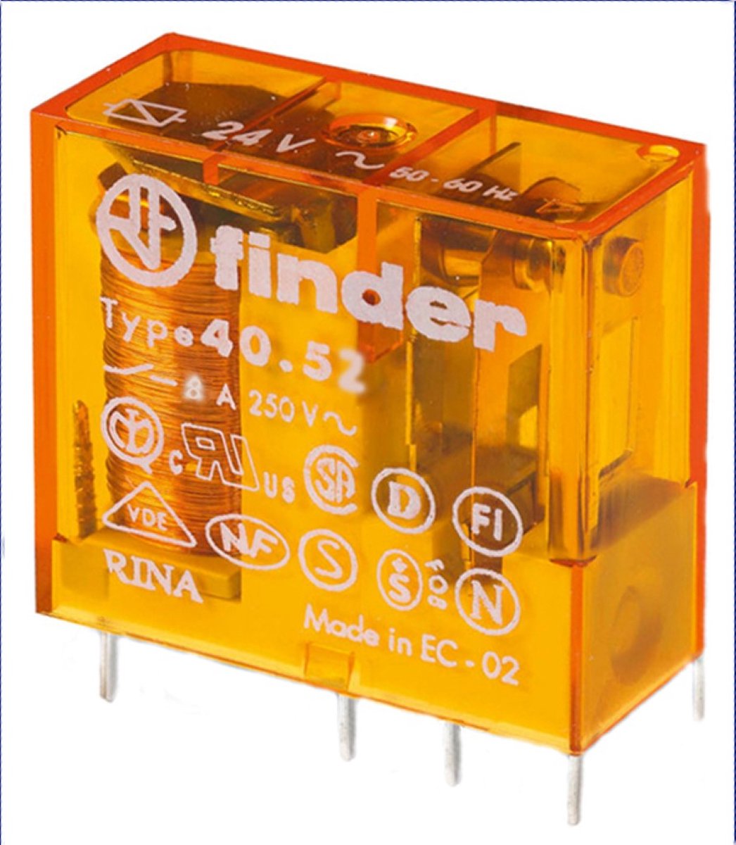 Finder 40.52.8.230.0000 Stikrelæ   2 x omskifter 1 stk