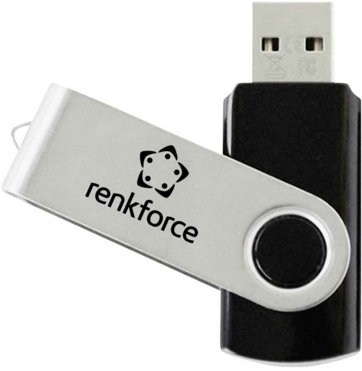 Renkforce RF-USBS-190 2GB USB 2.0 Stick USB-flashdrev  2 GB Sort-sølv RF-7557594 USB-A (USB 2.0)