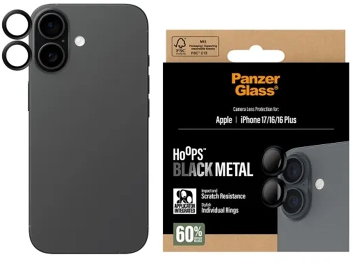 PanzerGlass PANZERGLASS - Hoops black Camera Lens Protector iPhone 17/16/16 Plus Kamerabeskyttelsesglas iPhone 17, iPhone 16, iPhone 16 Plus 1 stk PG55024