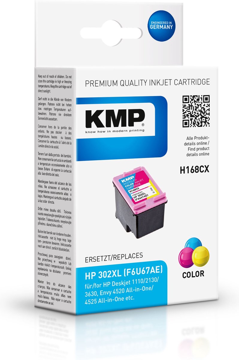 KMP Blæk erstatter HP 302XL, F6U67AE Kompatibel Farve H168CX 1746,4030