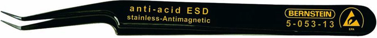 BERNSTEIN Tools for Electronics 5-053-13 SMD-pincet 51 SA-ESD Super-spids, skrå-bøjet 110 mm