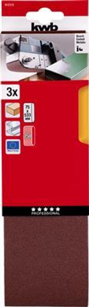 kwb 912515 Slibebånd-sæt Kornstørrelse 150 (L x B) 533 mm x 75 mm 3 stk