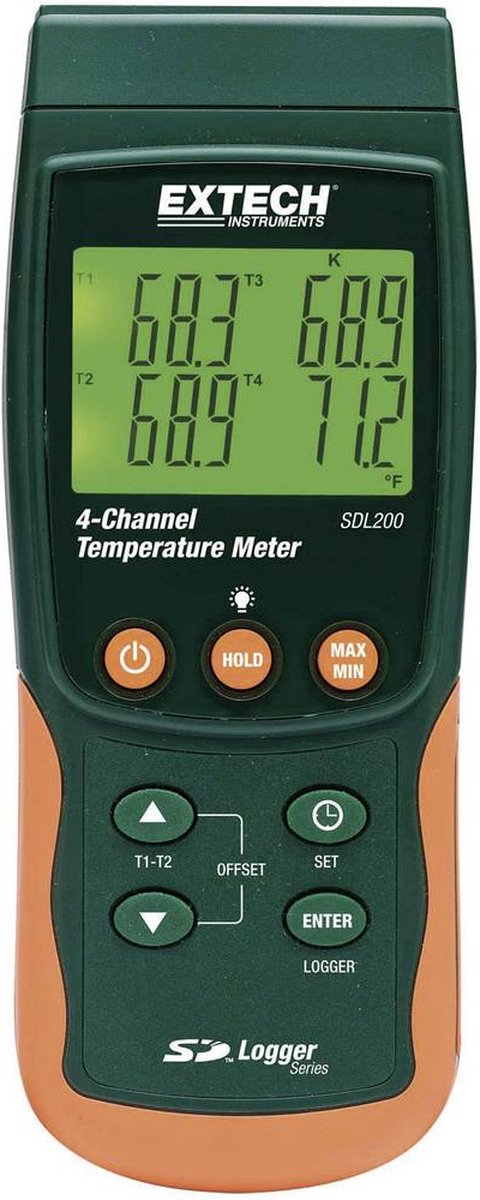 Extech SDL200 Temperatur-måleudstyr -199 - +1700 °C Sensortype K, J, T, E, R, S, Pt100 Datalogger-funktion