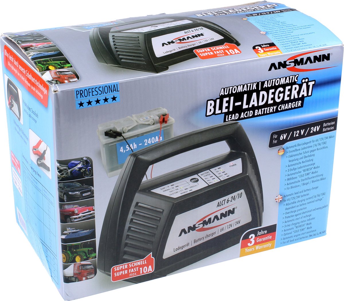 Ansmann ALCT 6-24/10 1001-0014-510 Værkstedsoplader 6 V, 12 V, 24 V 10 A