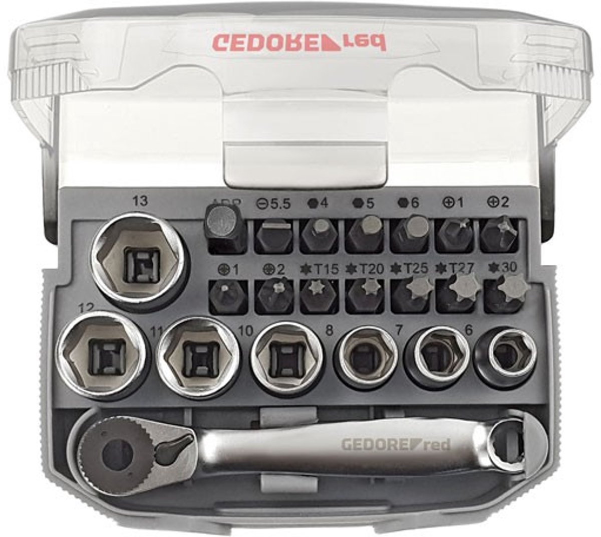 Gedore RED R49005023 Topnøgle-bit-indsats Metrisk 1/4 (6,3 mm) 23 dele 3300026
