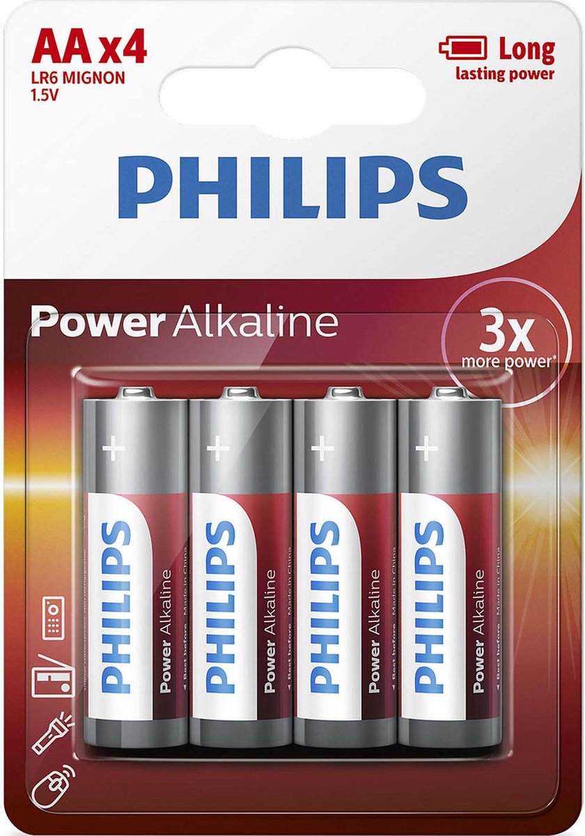 Philips Power LR6 AA-batteri Alkali-mangan 1.5 V 4 stk