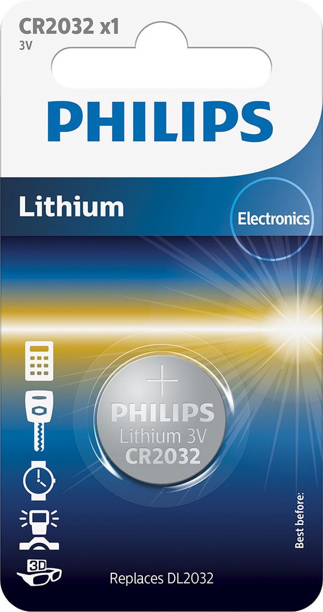 Philips Knapcellebatteri CR 2032 3 V 1 stk Lithium Minicells