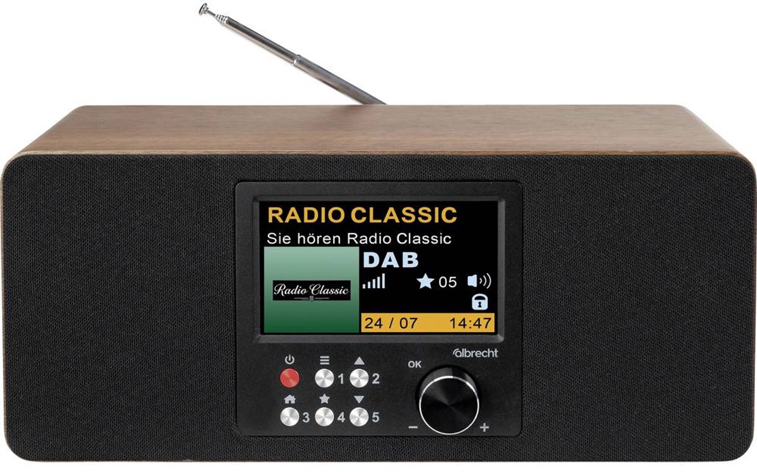 Batteridrevet radio Albrecht DR 864 DAB+, FM  Vækkefunktion Brun, Sort