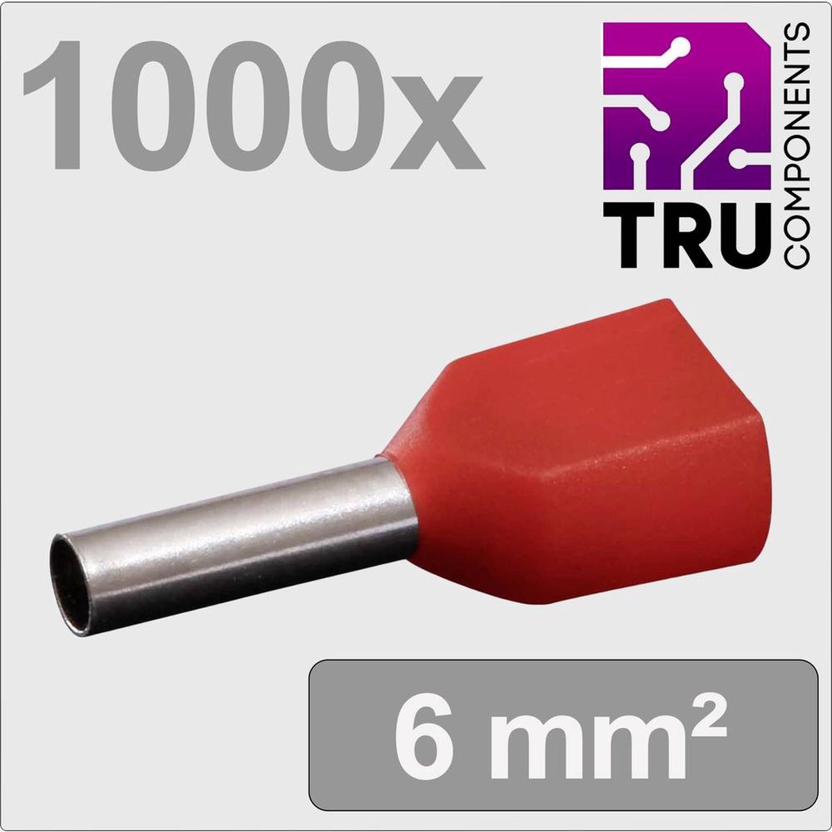 TRU COMPONENTS TC-13377232 Tvillingekabelsko 1 mm² Delvist isoleret Rød 1000 stk