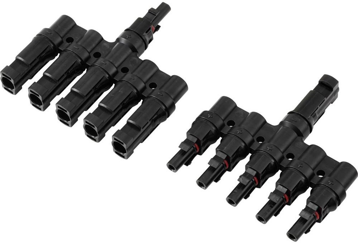 5-dobbelt PV-afgreningssæt TC-13805804 Sort TRU COMPONENTS Indhold: 2 stk