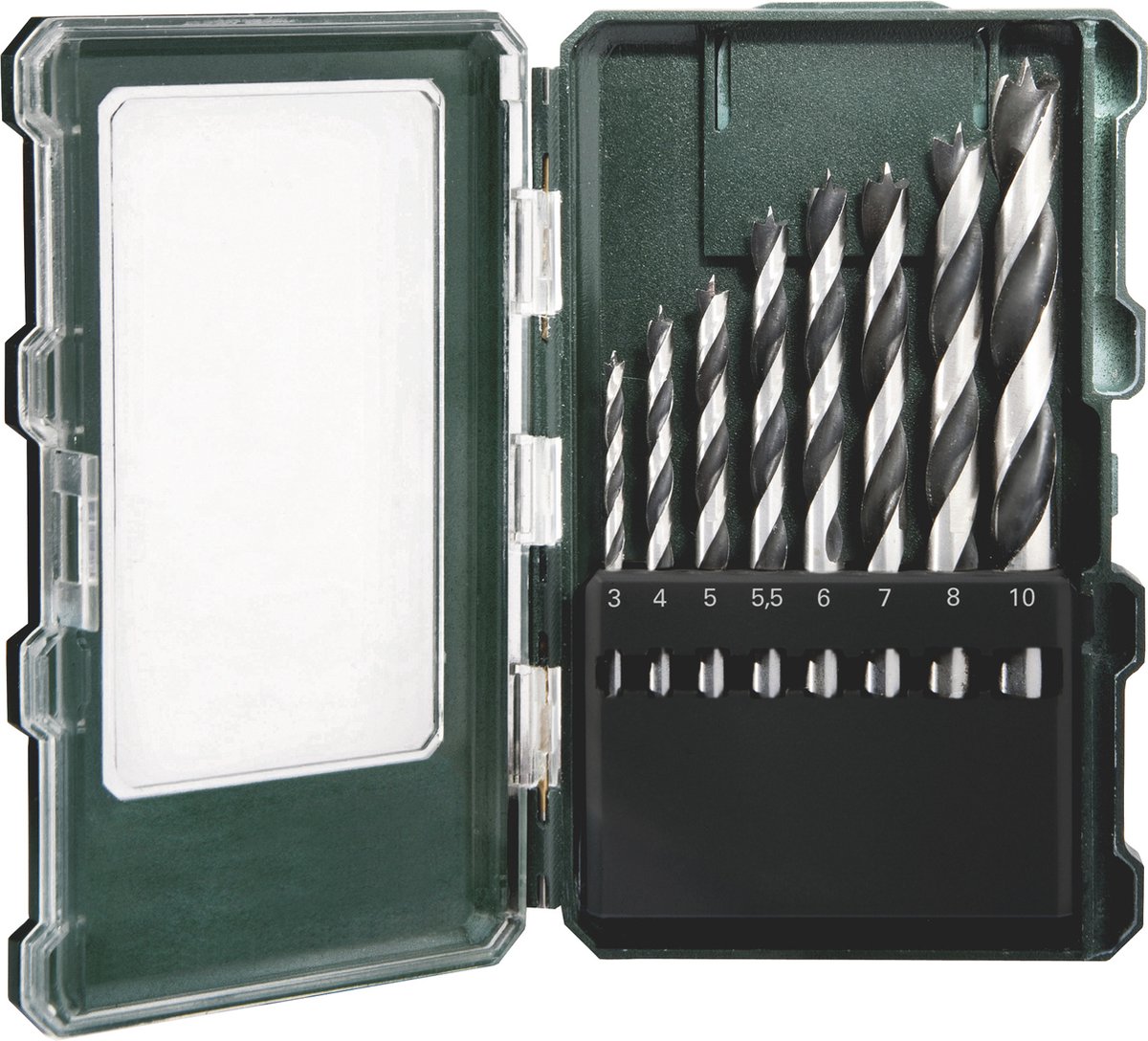Metabo 626705000 Træ-spiralbor-sæt 8 dele 3 mm, 4 mm, 5 mm, 5.5 mm, 6 mm, 7 mm, 8 mm, 10 mm 1 stk