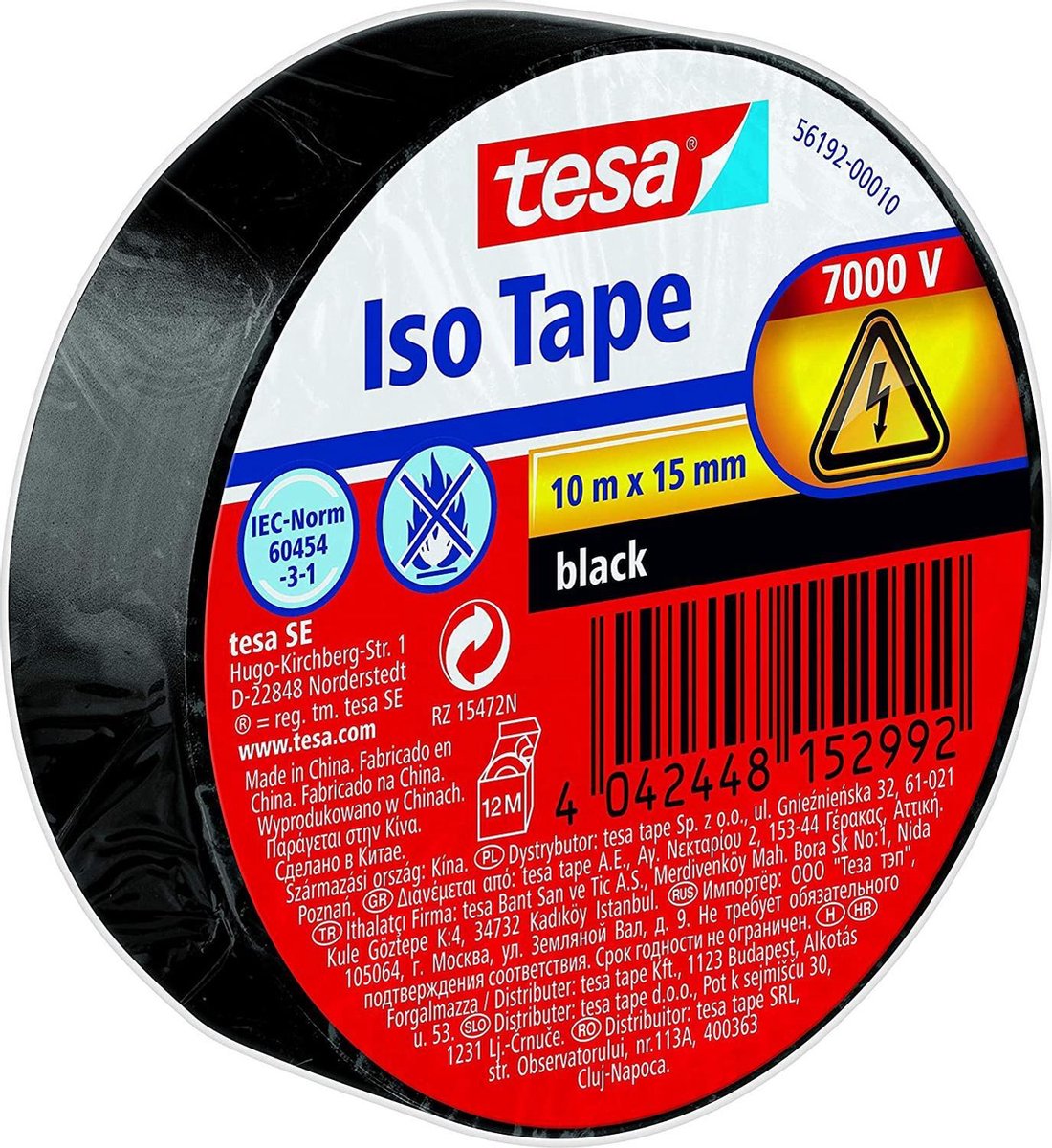 tesa 56192-00010-22 Isoleringsbånd Sort (L x B) 10 m x 15 mm 1 stk