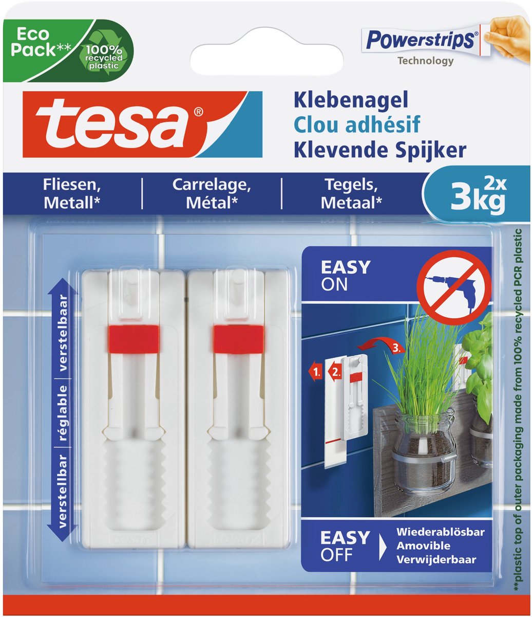 tesa 77764 tesa selvklæbende negle justerbar Hvid
