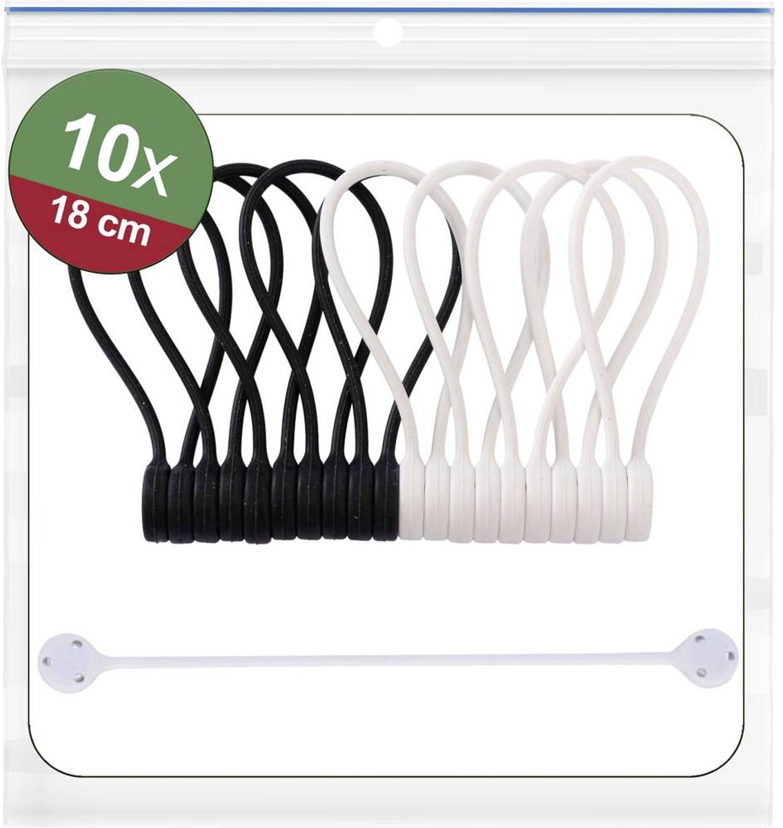 Quadrios 25CA577 25CA577 Magnet-kabelstrips 182 mm Sort, Hvid Genanvendelig, fleksibel 10 stk