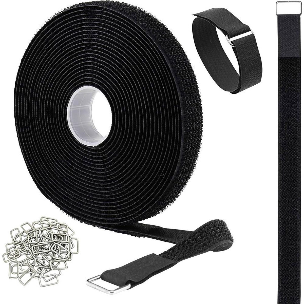 Quadrios 25CA576 Burrebånd til samling Burrebånd statisk loop del (L x B) 10 m x 20 mm Sort 10 m