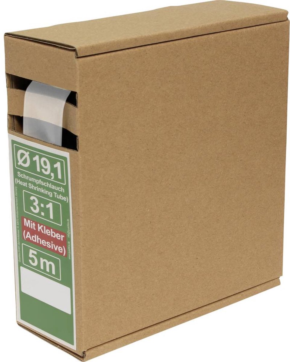 Quadrios 25CA505 Krympeslange med lim Transparent 19.1 mm 6.4 mm Krympningshastighed:3:1 5 m