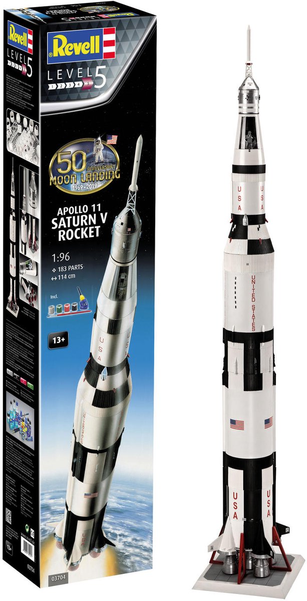 Revell 03704 Apollo 11 Saturn V Rocket Rumskibmodel byggesæt 1:96