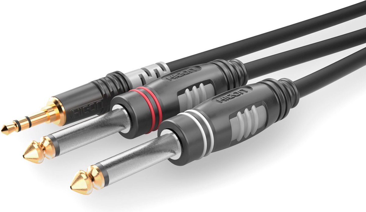 Sommer Cable HBA-3S62-0300 Jack Audio Tilslutningskabel [1x Jackstik 3,5 mm - 2x Jackstik 6.3 mm (mono)] 3.00 m Sort