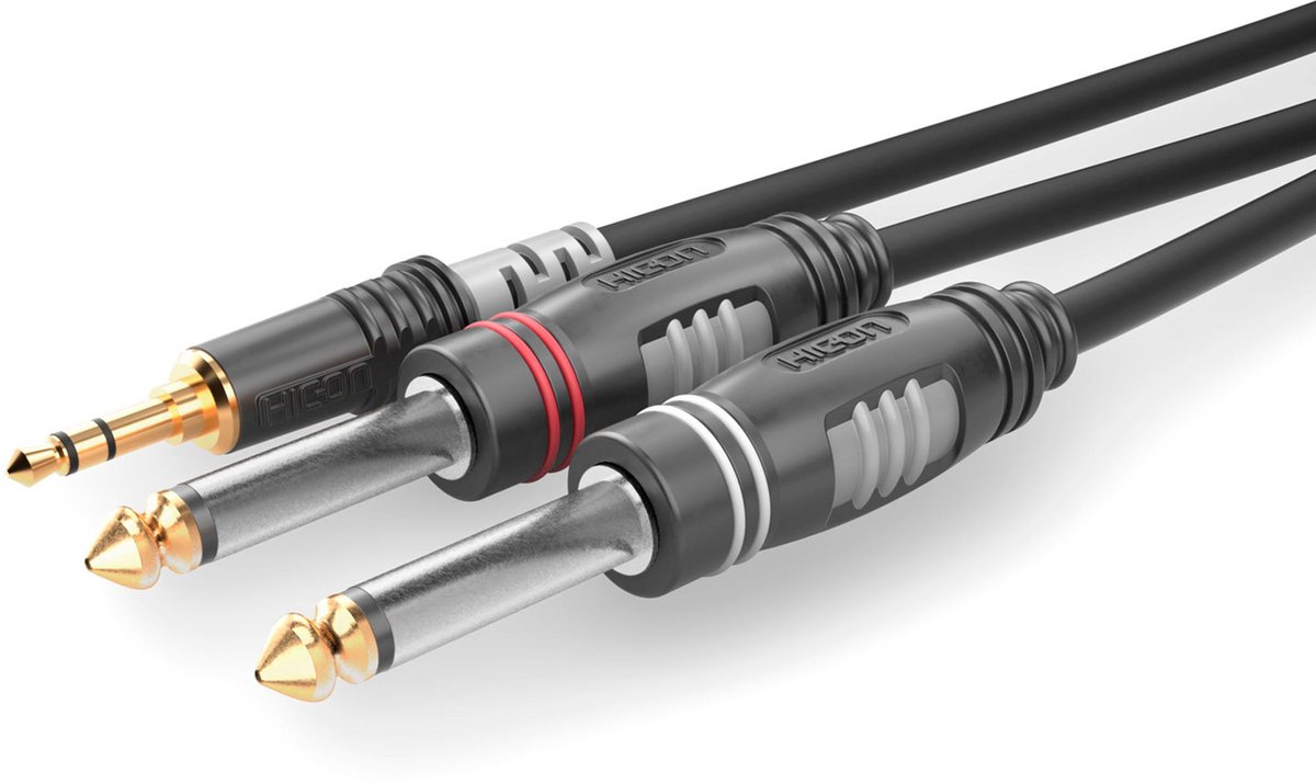 Sommer Cable HBA-3S62-0090 Jack Audio Tilslutningskabel [1x Jackstik 3,5 mm - 2x Jackstik 6.3 mm (mono)] 0.90 m Sort