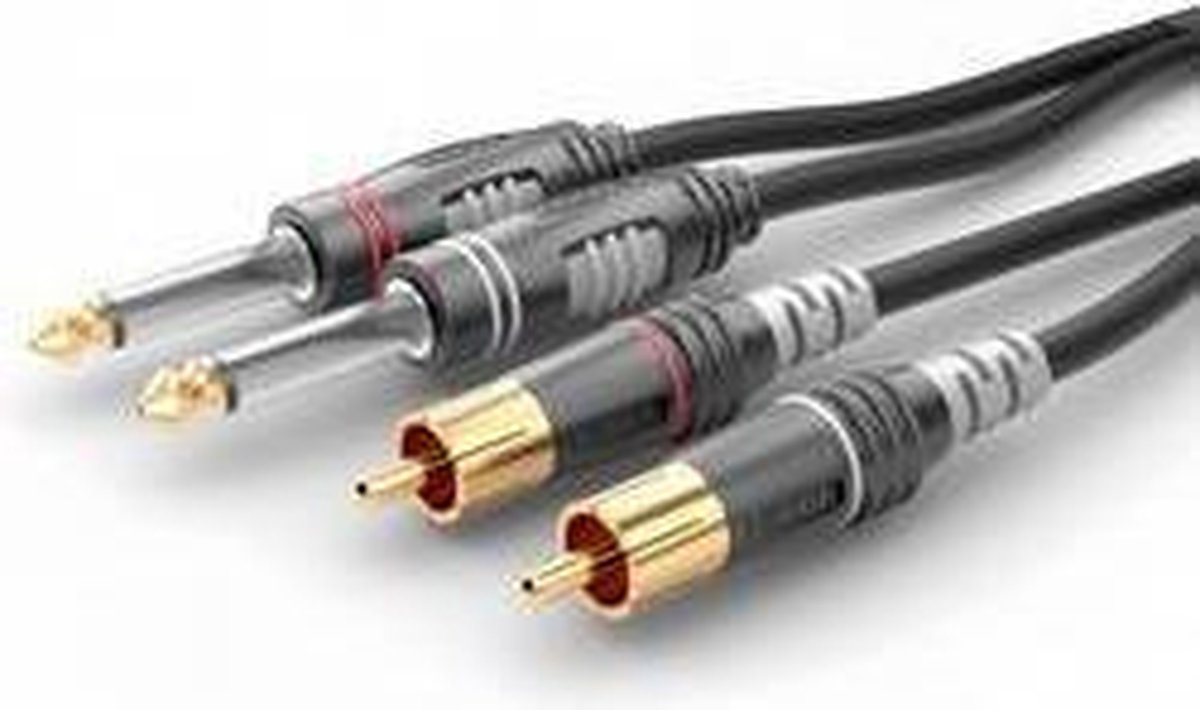 Sommer Cable HBA-62C2-0090 Jack / Phono Audio Tilslutningskabel [2x Jackstik 6.3 mm (mono) - 2x Cinch-stik] 0.90 m Sort