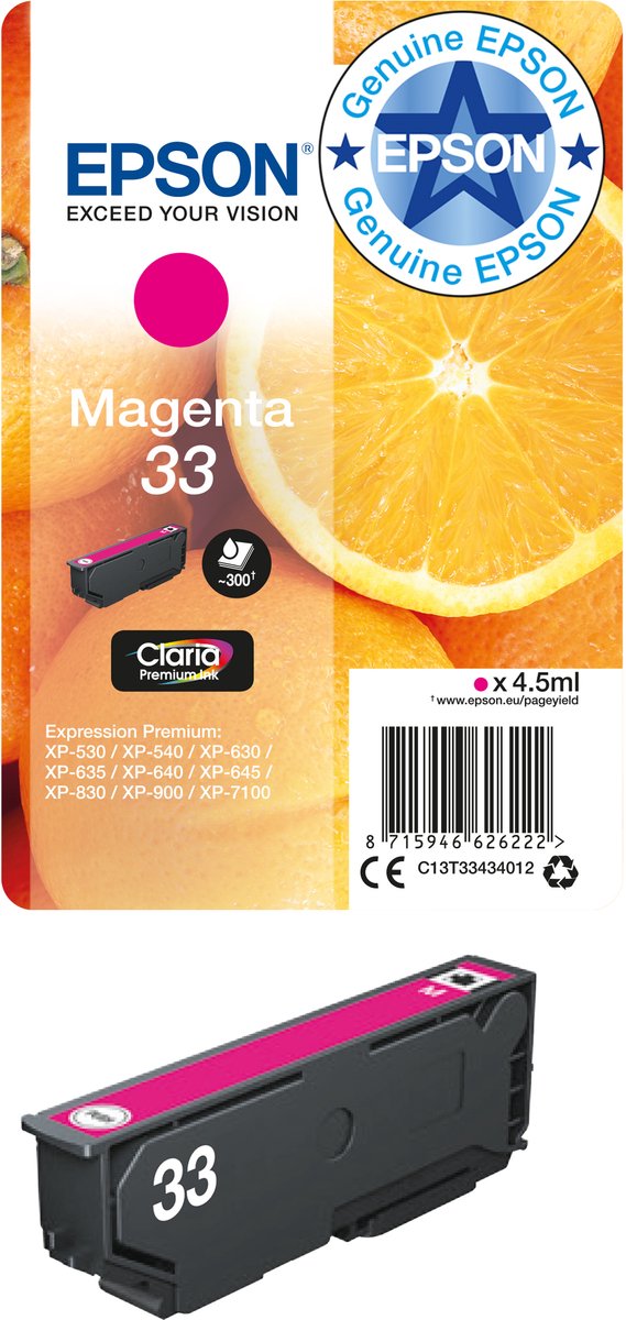 Epson Blæk 33 Original Magenta C13T33434012