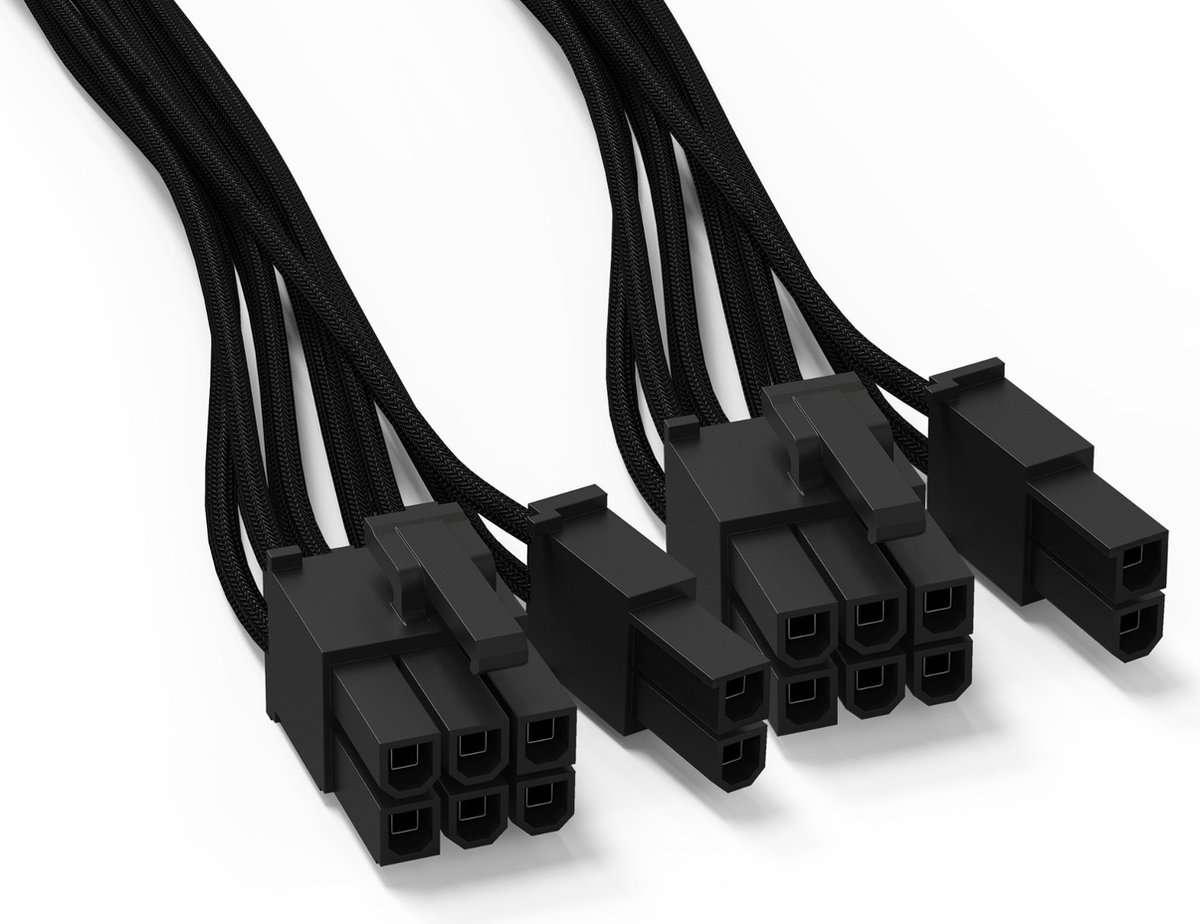 BeQuiet Computer, Strøm Kabel [2x ATX-stik 8-pol. (6+2) - 1x 12 PIN-stik (strømforsyning) ] 0.60 m Sort