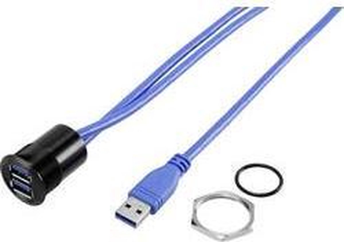 TRU COMPONENTS USB-22-BK USB A-indbygningsbøsning 3.0 2x USB 3.0 tilslutning A til 2x USB 3.0 stik A Indhold: 1 stk