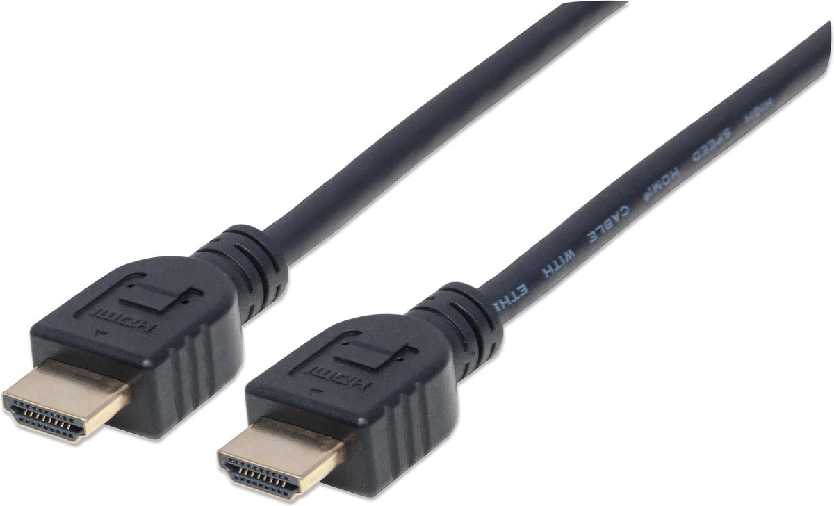 Manhattan HDMI Tilslutningskabel HDMI-A-stik, HDMI-A-stik 5.00 m Sort 353953 4K UHD, UL-certificeret HDMI-kabel