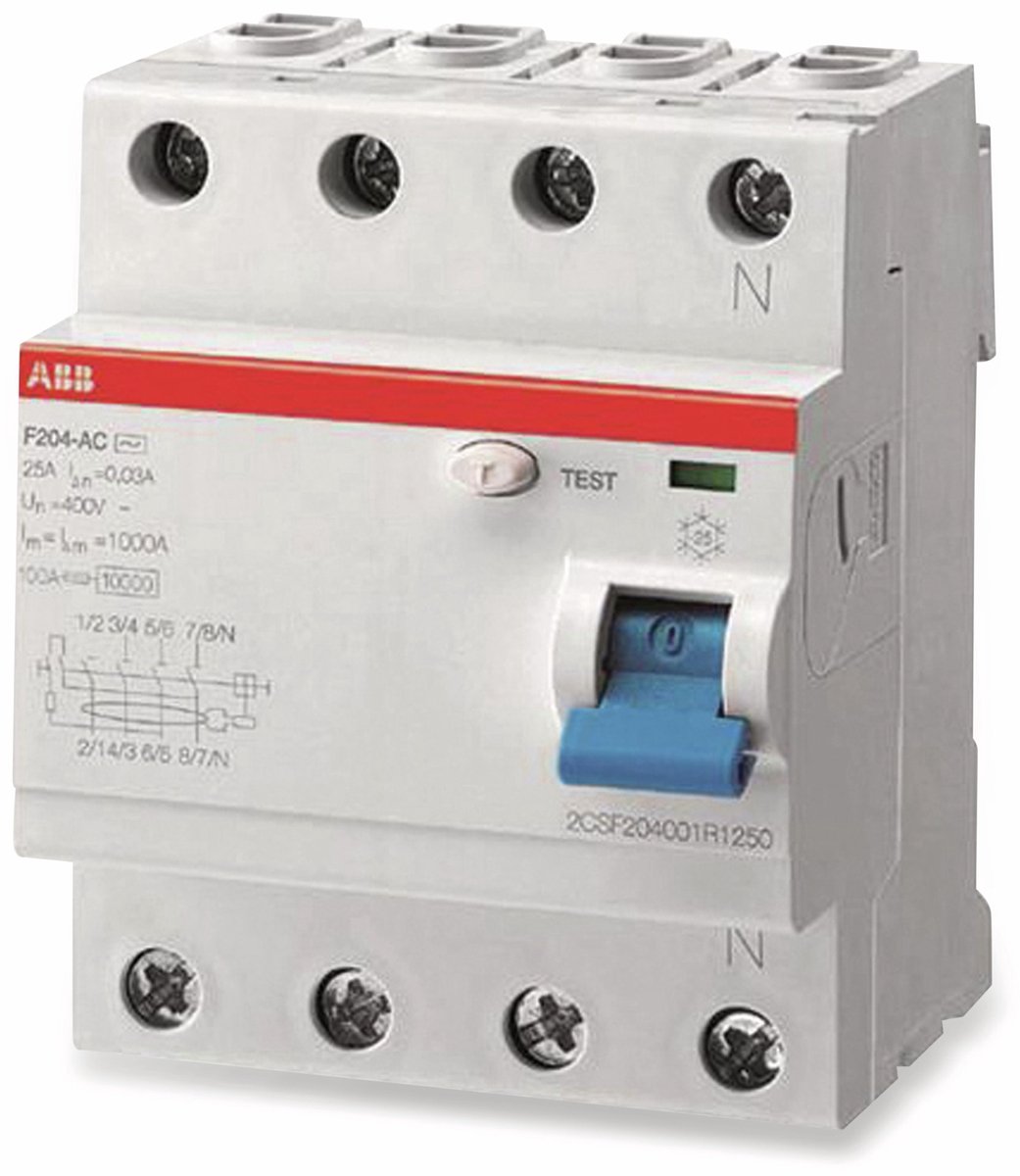 ABB 2CSF204101R1250 FI-sikkerhedsafbryder A 4-polet 25 A 0.03 A 230 V/AC, 400 V/AC