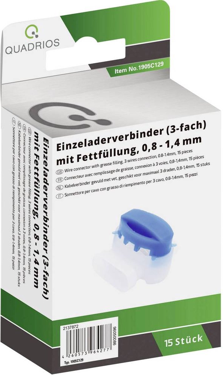 Quadrios 1905C129 Enkeltladerstik fleksibel: 0.5-1.5 mm² stift: 0.5-1.5 mm² Poltal: 3 15 stk Blå