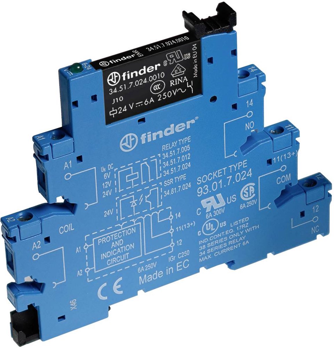 Finder 38.51.0.060.5060 Koblingsrelæ 60 V DC/AC 6 A 1 x skiftekontakt 1 stk