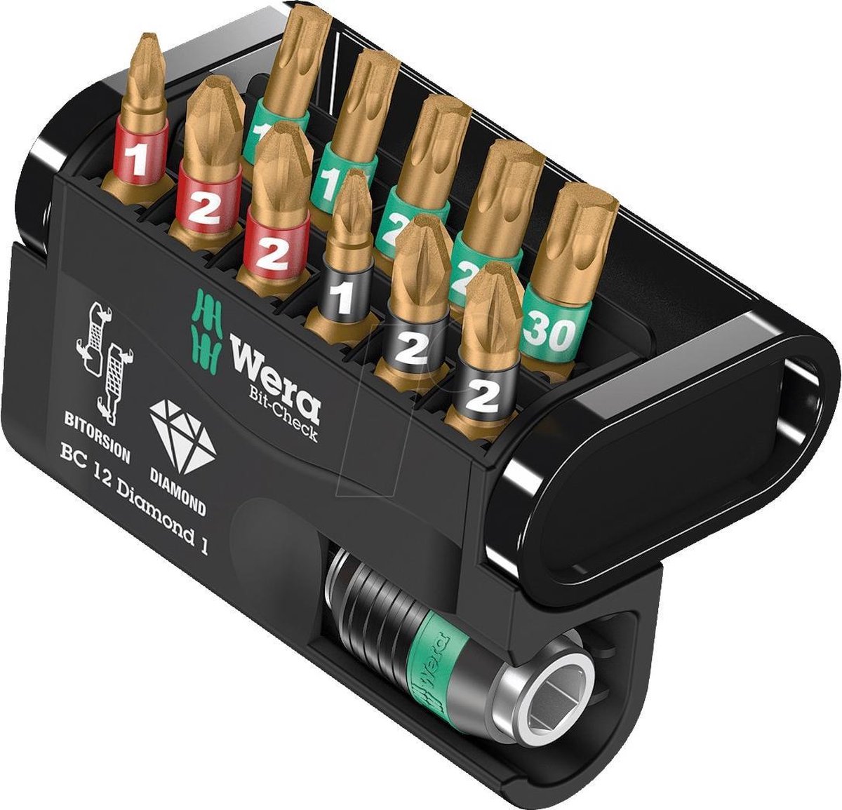 Wera Bit-Check 12 Diamond 1 SB 05136392001 Bitsæt 1/4 (6,3 mm) inkl. bitholder