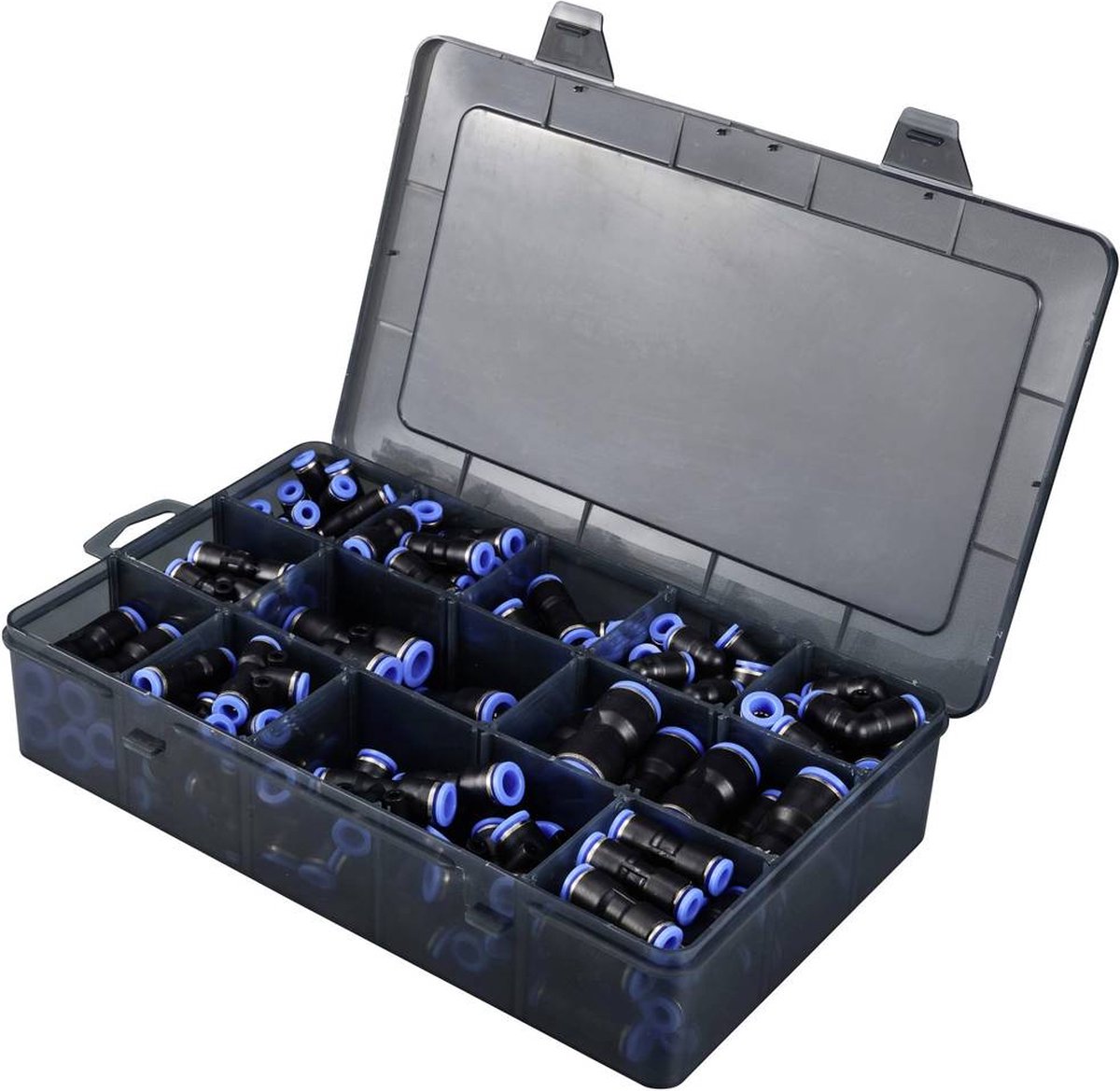 TRU COMPONENTS Pneumatikkobling TC-12879280 TC-Fitting kits-A Rør Ø: 4 mm, 6 mm, 8 mm, 10 mm, 12 mm 145 stk
