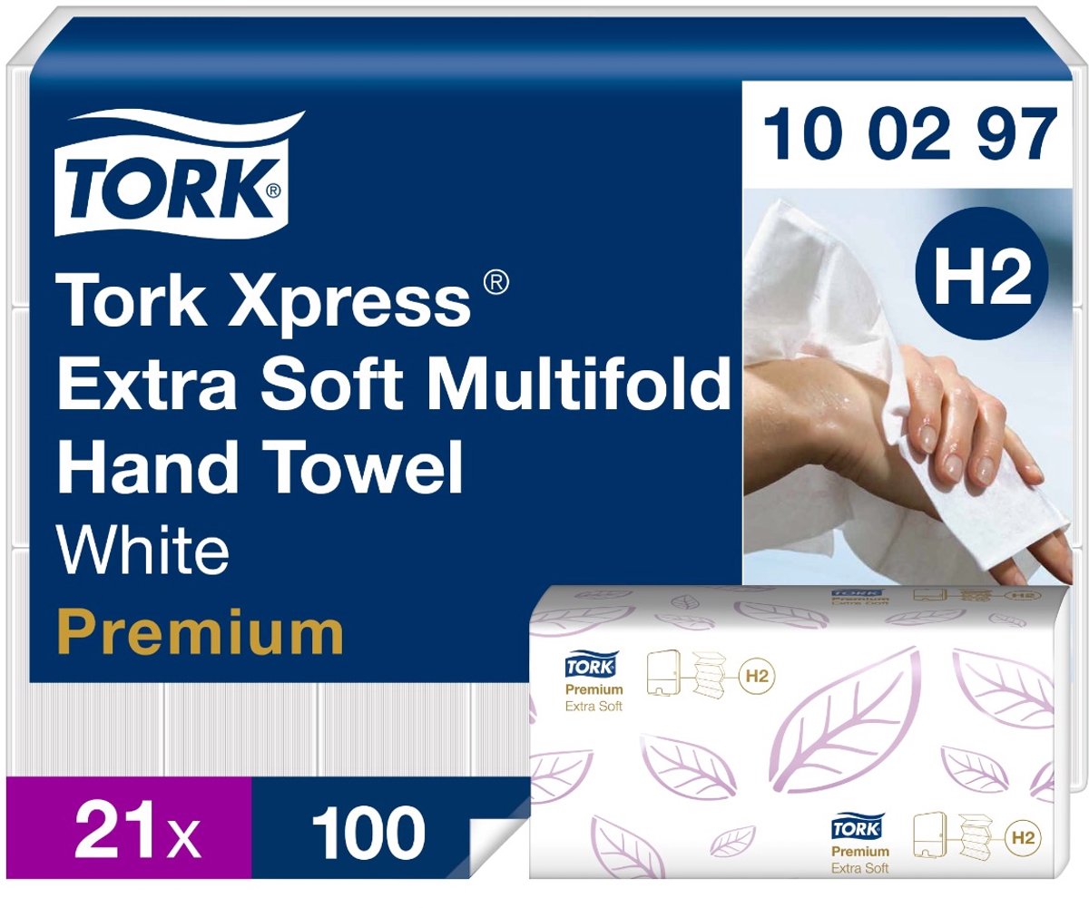 TORK 100297 Xpress® Multifold Premium Papirservietter (L x B) 34 cm x 21 cm Højhvid 2100 stk