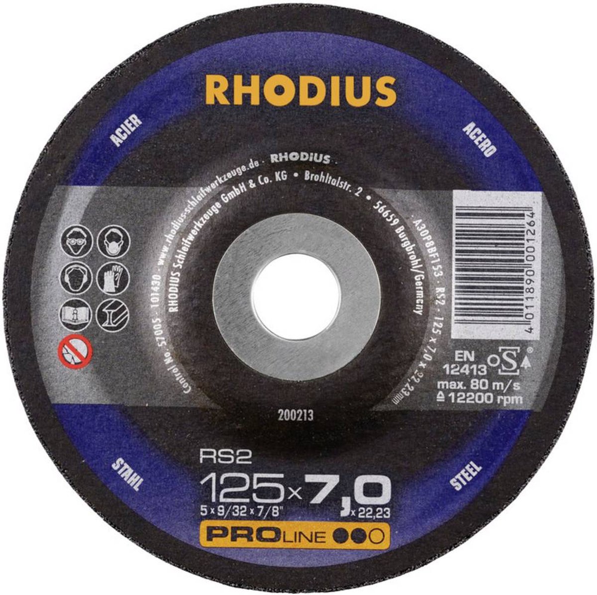 Rhodius 200253 RS2 Skrubskive forkrøppet 180 mm 22.23 mm 1 stk