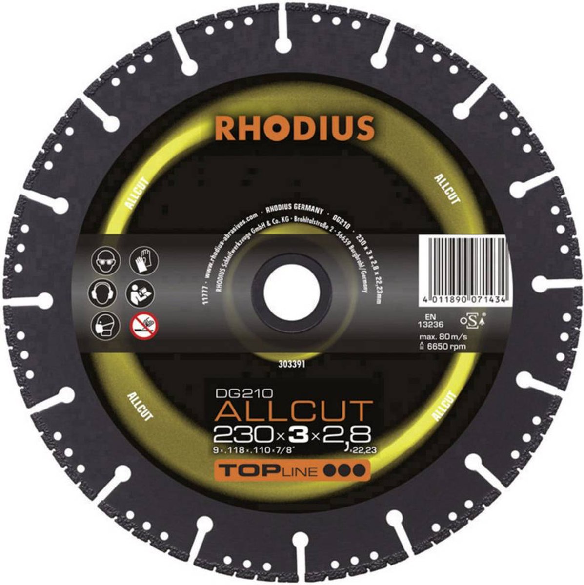 Rhodius 303390 DG210 ALLCUT Diamantskæreskive Diameter 180 mm 1 stk