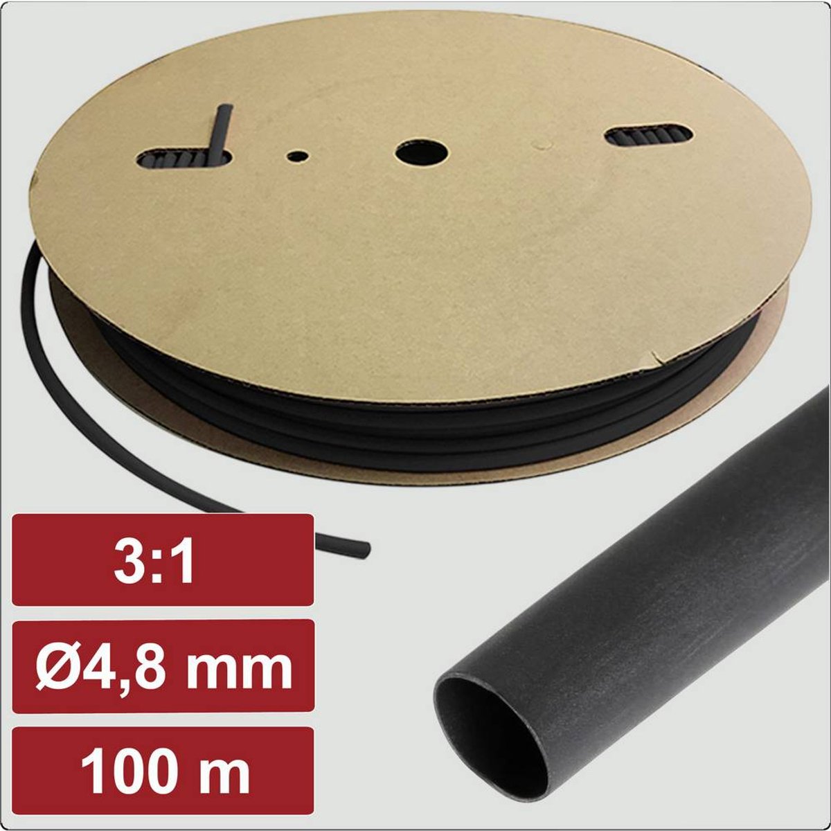 Electronic Garage EG25CA067 Krympeslange med lim Sort 4.8 mm 1.6 mm Krympningshastighed:3:1 100 m