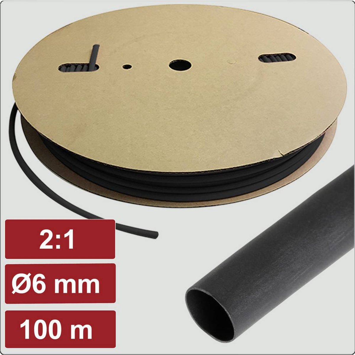 Electronic Garage EG25CA004 Krympeslange uden lim Sort 6 mm 3 mm Krympningshastighed:2:1 100 m