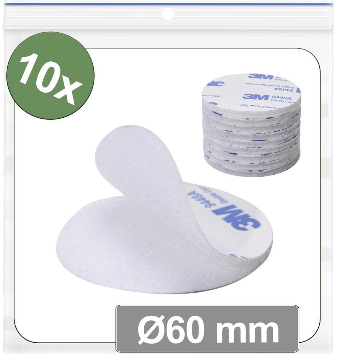 Quadrios 25CA681 Burrebåndpunkter til fastlimning Burrebånd statisk loop del (Ø) 60 mm Hvid 10 stk