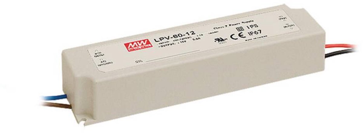 MEAN WELL LPV-60-36 LED-transformator Konstant spænding 60 W 0 - 1.67 A 36 V/DC Kan ikke lysdæmpes!, Overbelastningsbeskyttelse 1 stk