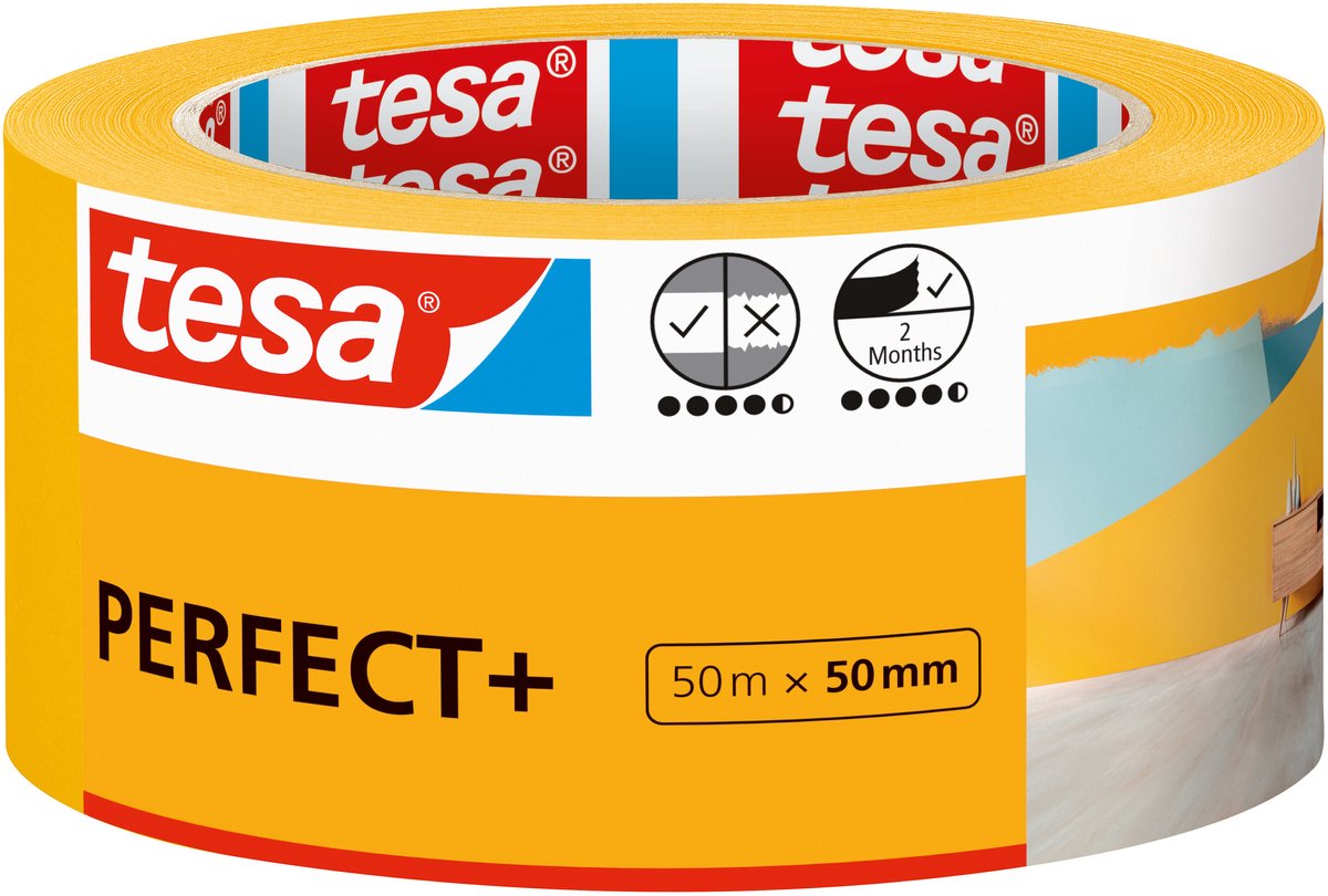 tesa Perfect+ 56538-00000-00 Malertape Gul (L x B) 50 m x 50 mm 1 stk