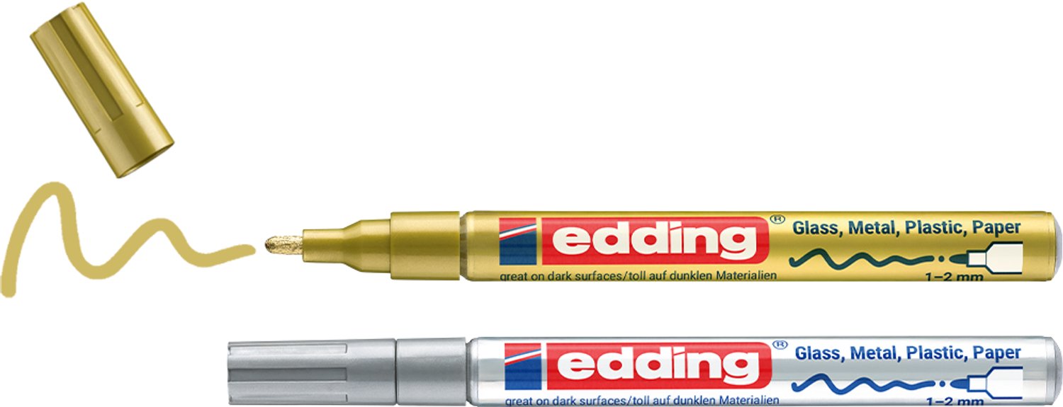 Edding 751 4-751-2-1-53-54 Lakmarker Guld, Sølv 1 mm, 2 mm