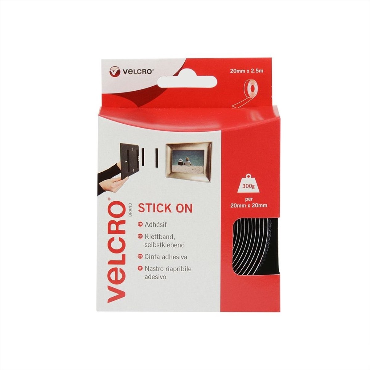VELCRO® VEL-EC60215 Burrebånd til fastlimning Burrebånd statisk loop del (L x B) 2500 mm x 20 mm Sort 2.5 m
