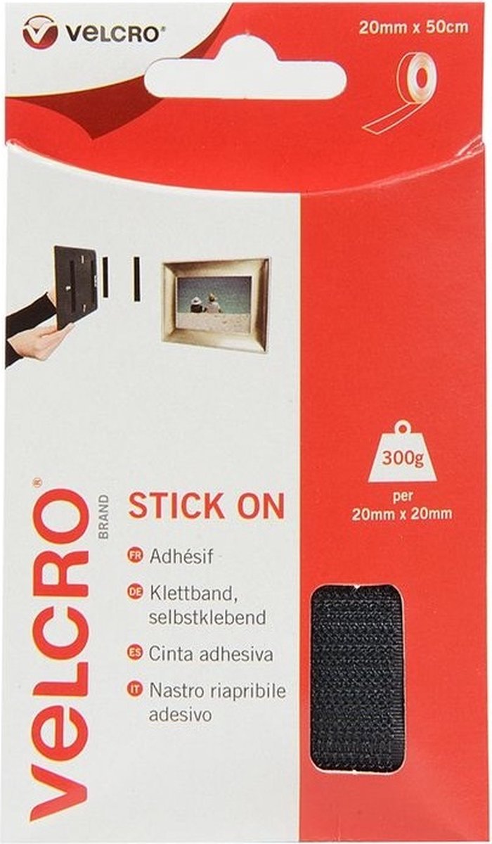 VELCRO® VEL-EC60225 Burrebånd til fastlimning Burrebånd statisk loop del (L x B) 500 mm x 20 mm Sort 0.5 m