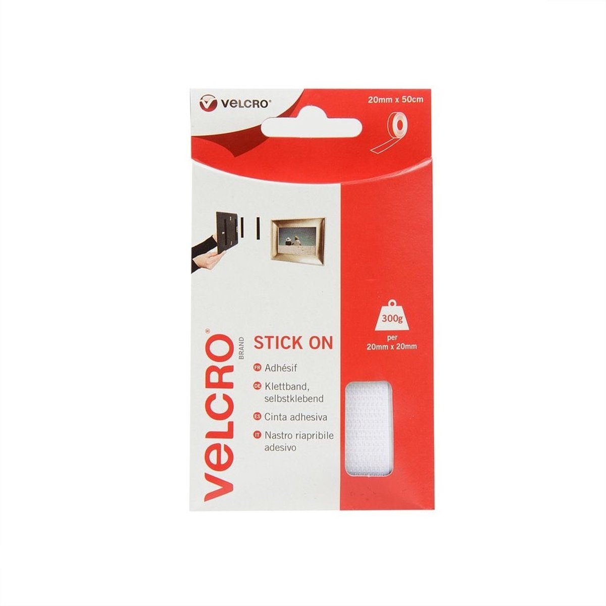 VELCRO® VEL-EC60224 Burrebånd til fastlimning Burrebånd statisk loop del (L x B) 500 mm x 20 mm Hvid 0.5 m